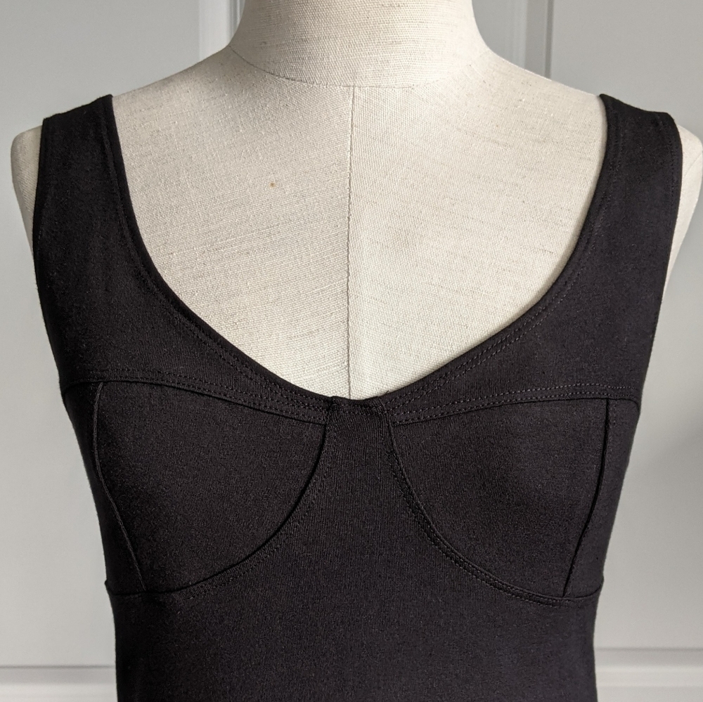 Reformation Dress Braun Bodycon Fitted Scoop Neck Sleeveless Midi Black L NWT - Picture 2 of 13